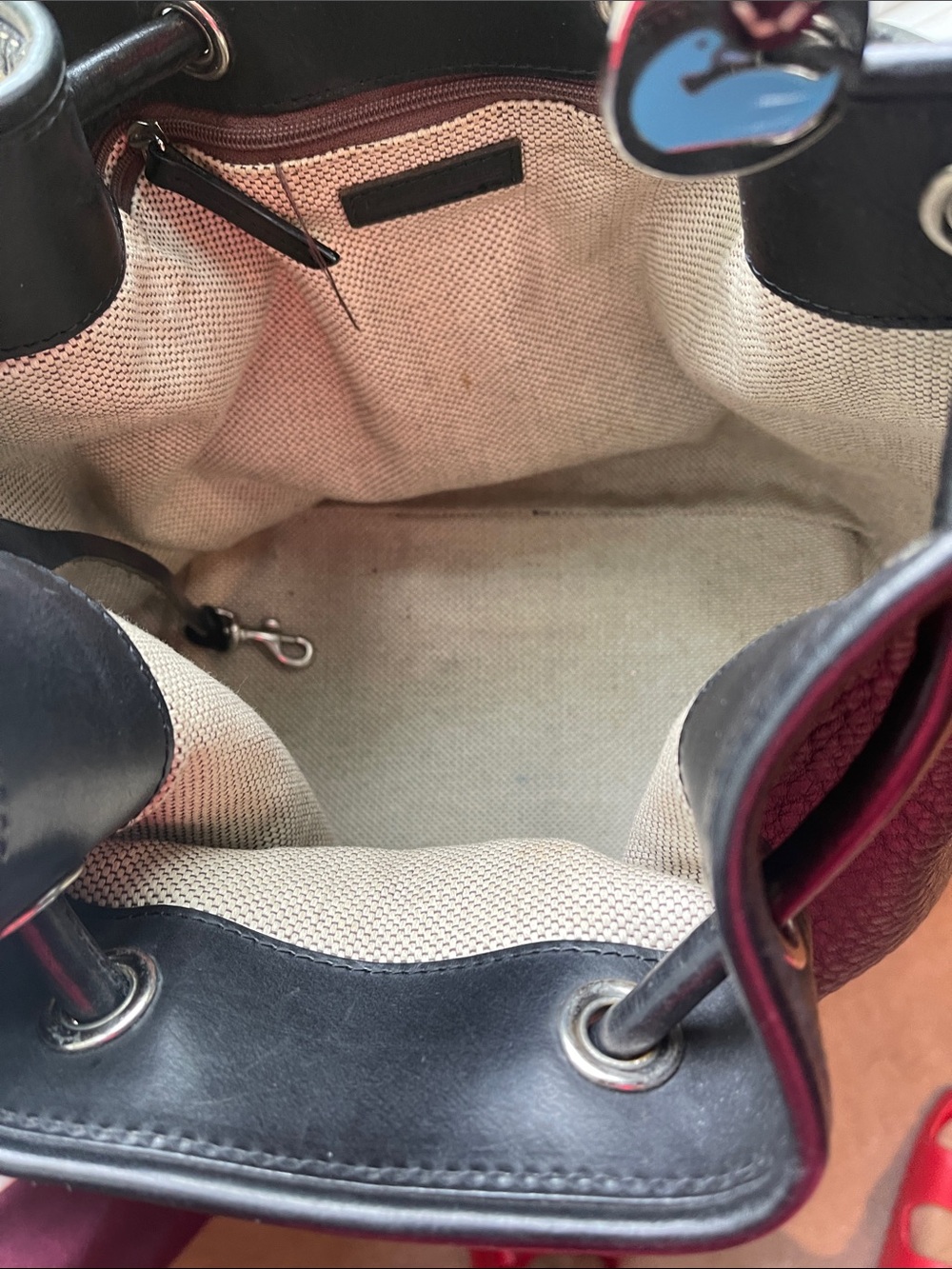 Dooney & Bourke Black Pebble Leather Drawstring Crossbody Bucket Bag - Picture 9 of 11
